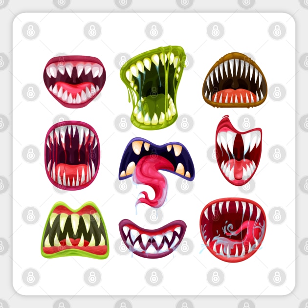 Monster mouths teeth Magnet by Mako Design 